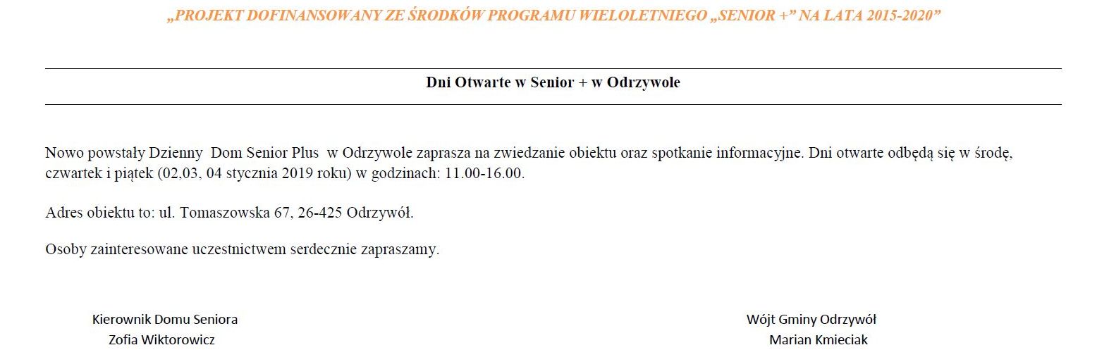 Dni Otwarte Senior+ w Odrzywole